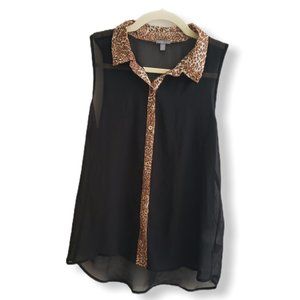 Charlotte Russe vest, spikes black leopard M